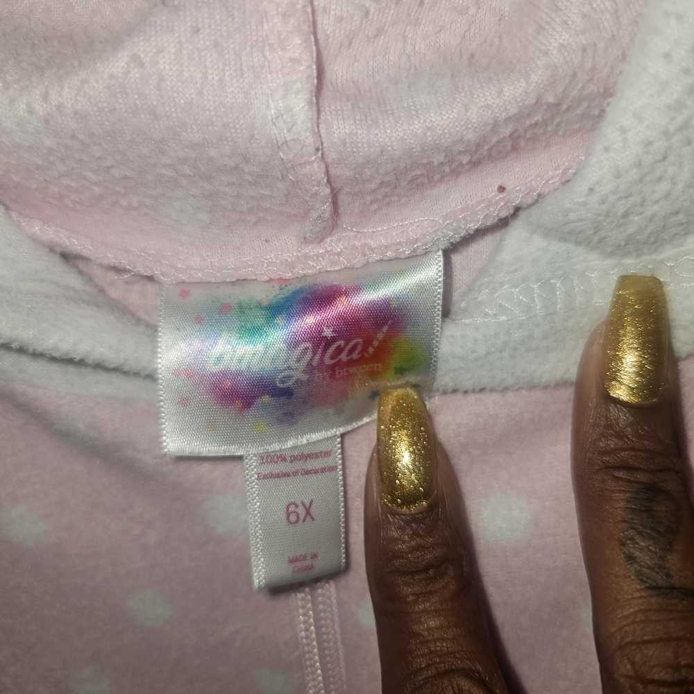 Pink Polka Dot Hooded Pajama Set with Tulle Skirt - Picture 10 of 11